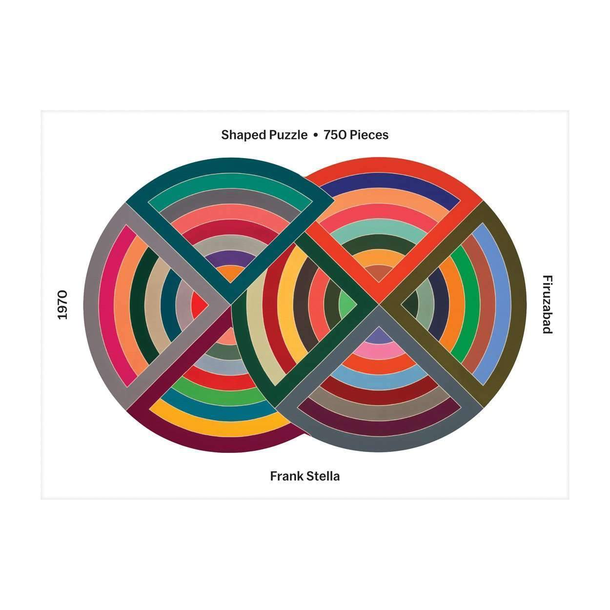 Puzzle Frank Stella 750 elementów z kolorowym geometrycznym wzorem i kształtem koła