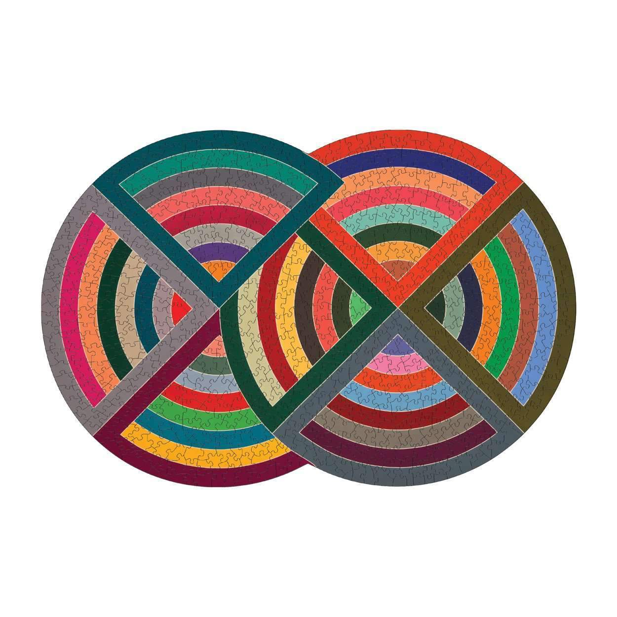 Kolorowe puzzle Frank Stella 750 elementów Galison z geometrycznym wzorem koła