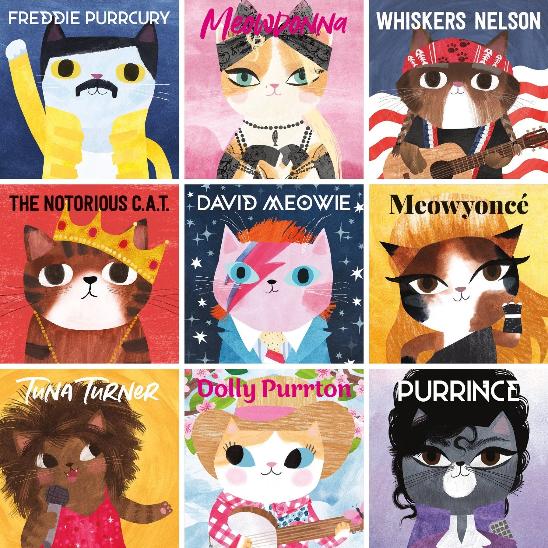 Puzzle koty muzyczne 500 elementów z ilustracjami kotów grających i śpiewających różne style muzyczne