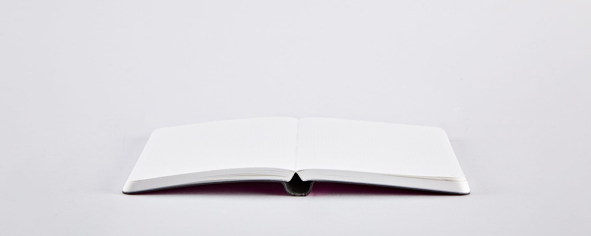 Otwarty pusty notatnik Shiny Starlet o białych kartkach na jasnym tle