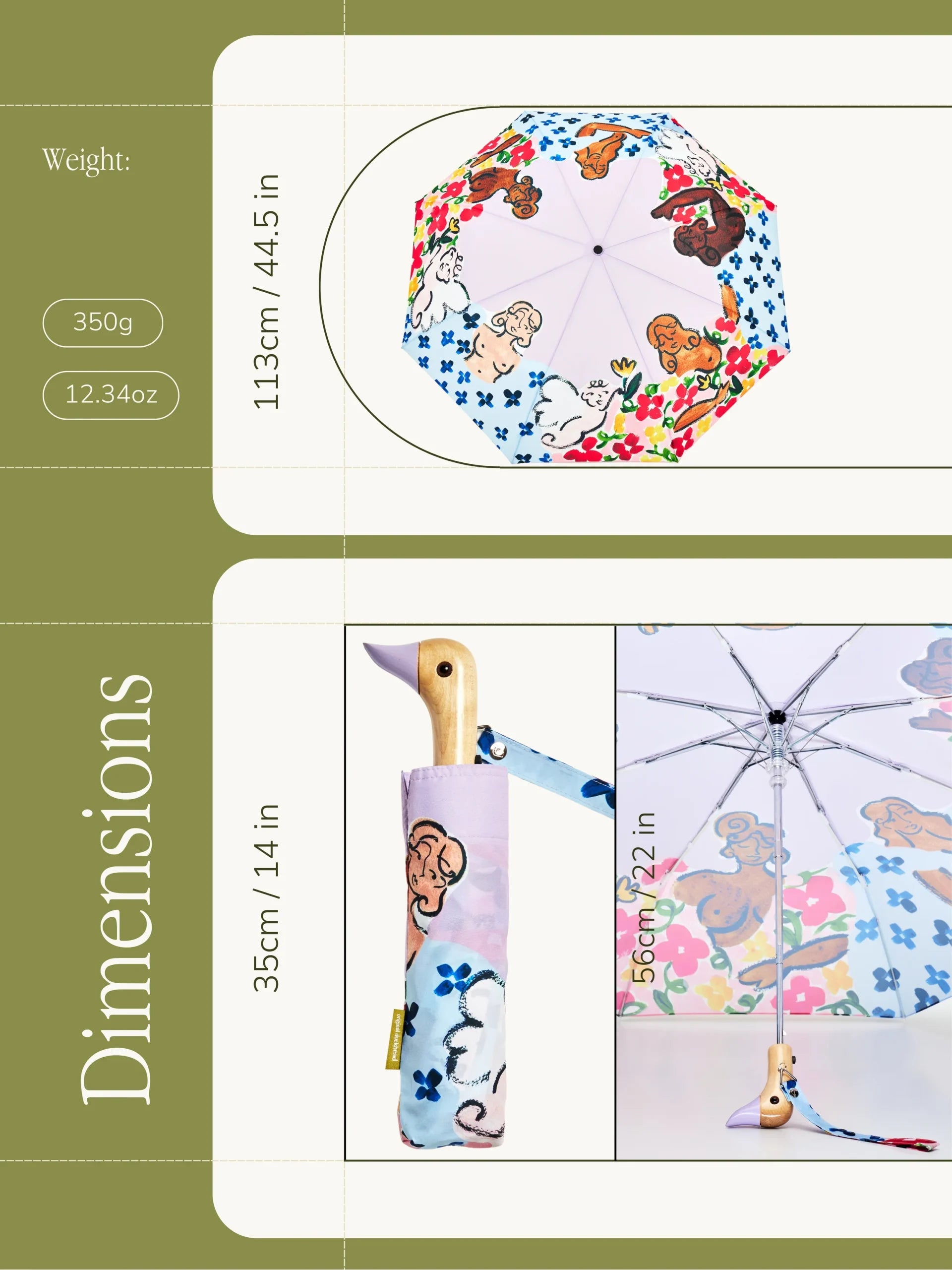 Parasolka z rączką w kształcie kaczki z kolorowym nadrukiem na czas deszczu