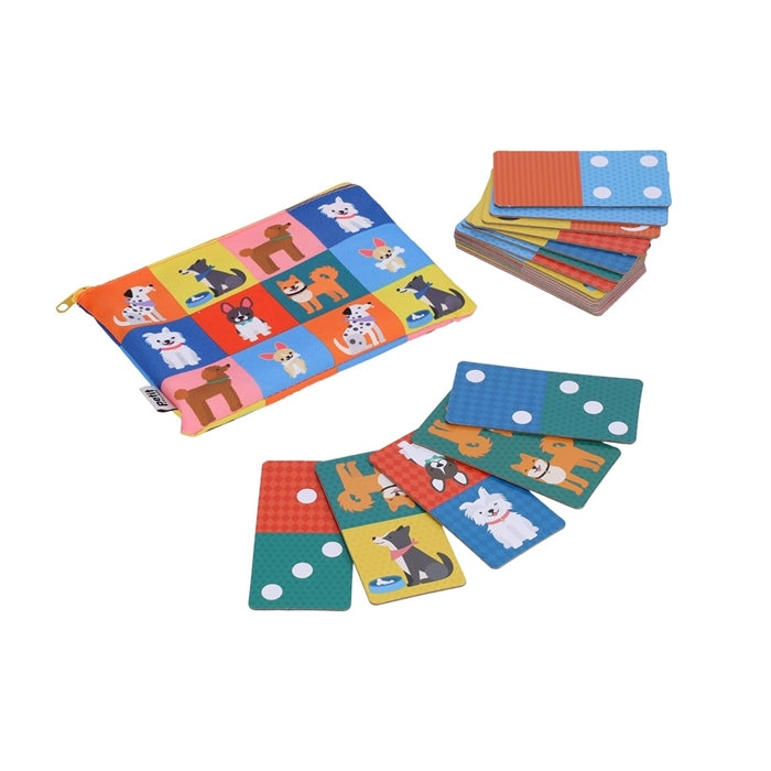 Domino z pieskami dla dzieci z kolorowymi kartami i etui od Yamann