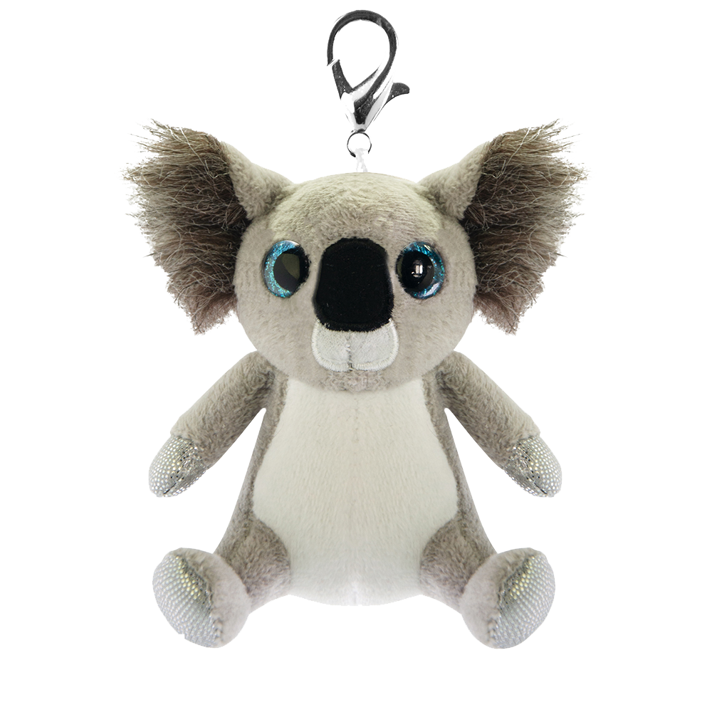 Pluszowy brelok koala szary z niebieskimi oczami i metalowym karabińczykiem