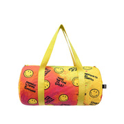 Kolorowa torba weekendowa SMILEY z żółtymi paskami i nadrukiem uśmiechniętych buziek