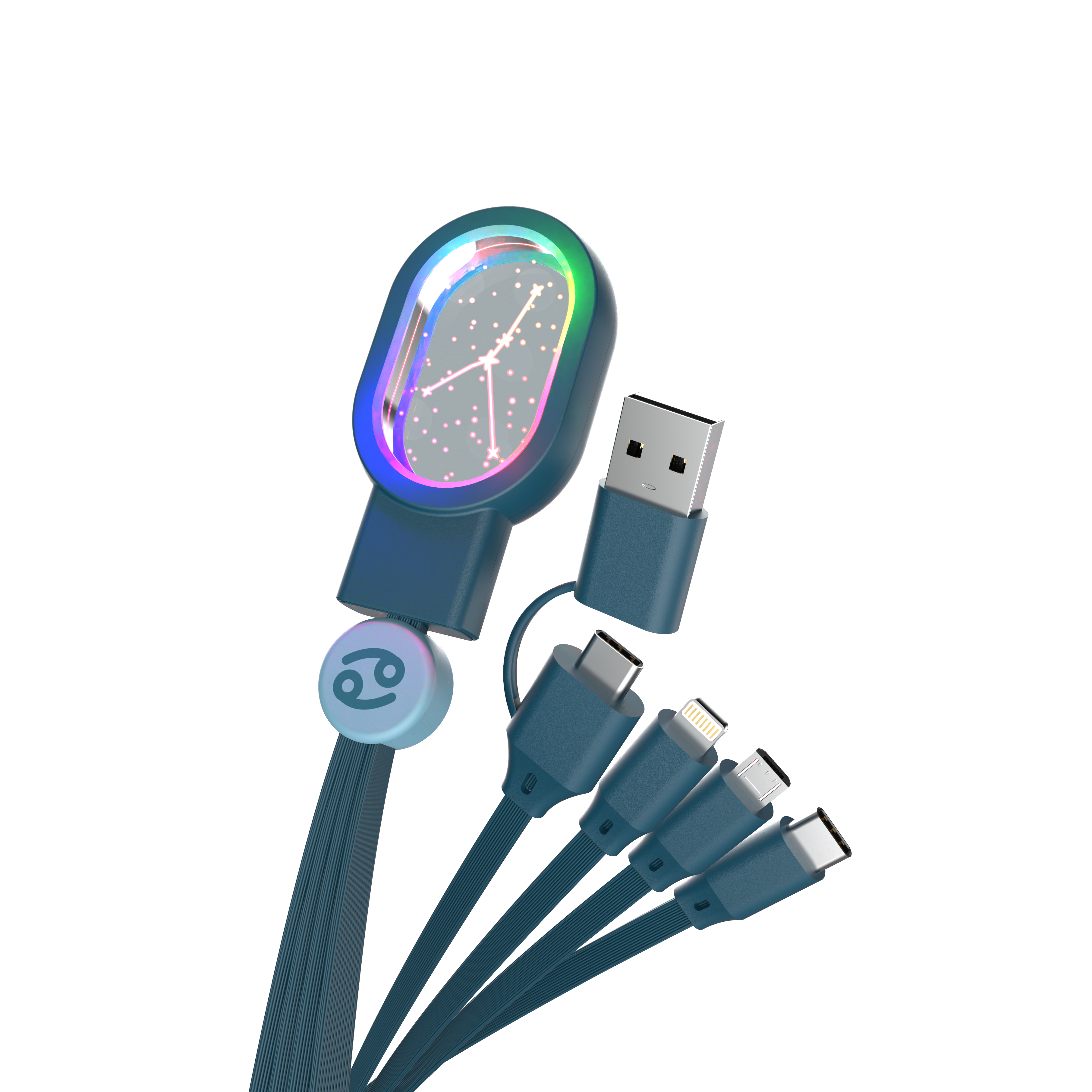 kabel 5 w 1 zodiak rak od WABOBA AB z wieloma końcówkami USB i designem konstelacji