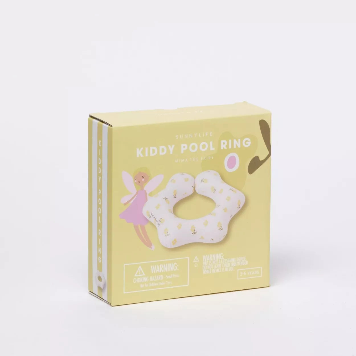 Dziecięce koło do pływania SUNNY LIFE w kształcie kwiatu z żółtymi wzorami na pastelowym tle