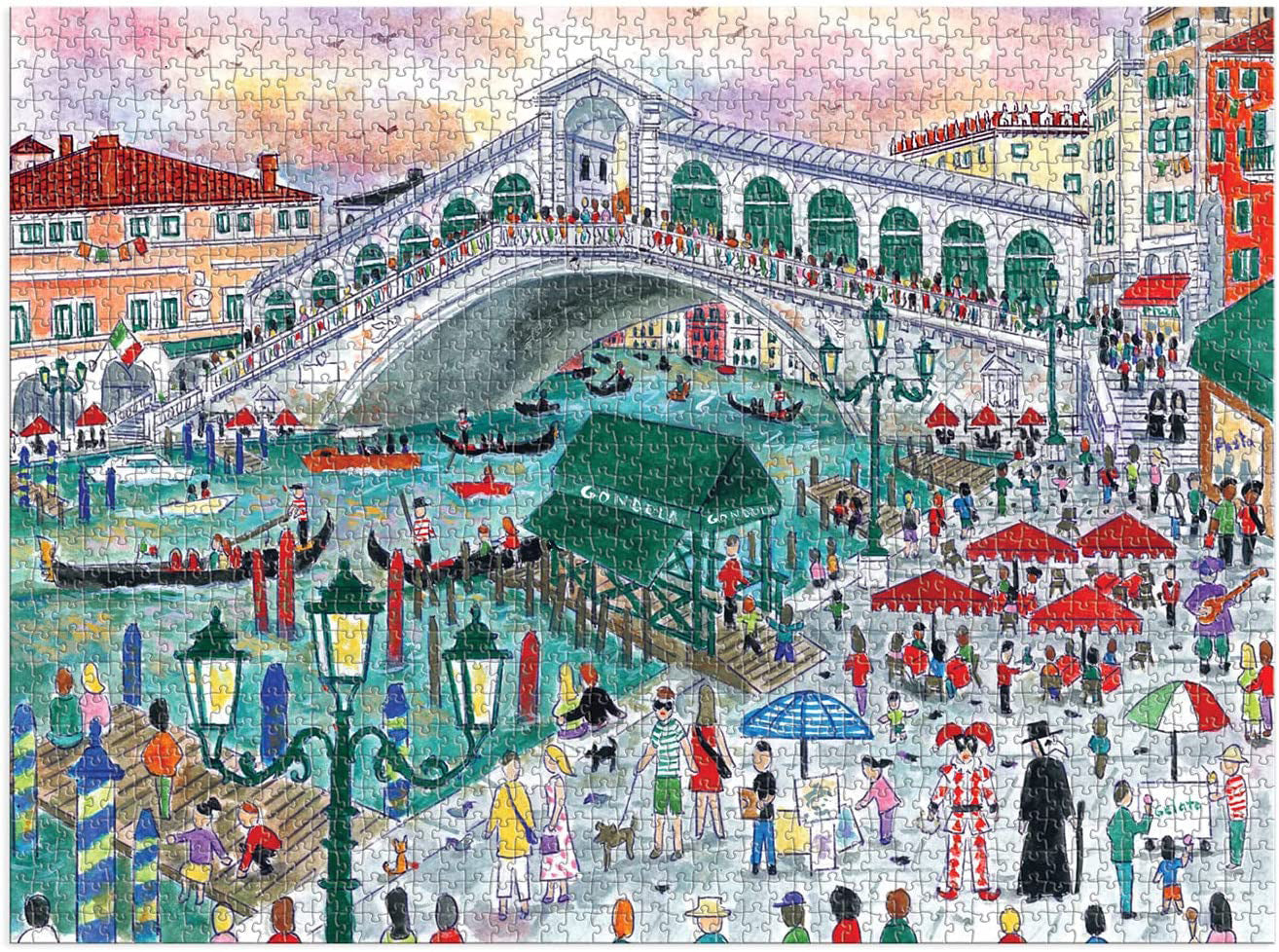 Puzzle 1500 elementów Wenecja obrazujący most Rialto i tętniące życiem kanały Wenecji