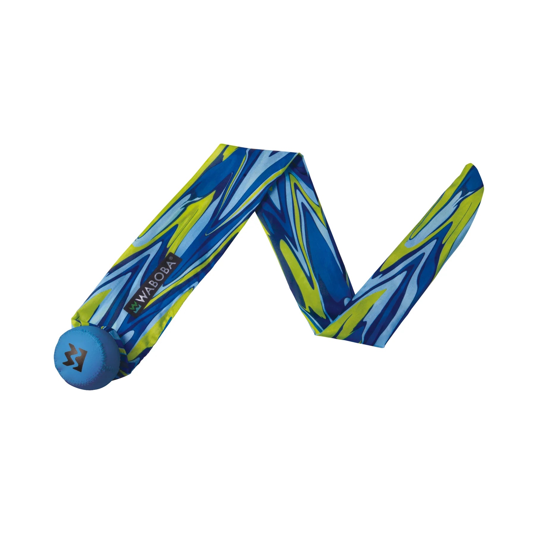 Kolorowa piłka z ogonem dla dzieci marki Waboba w niebiesko-zielone wzory
