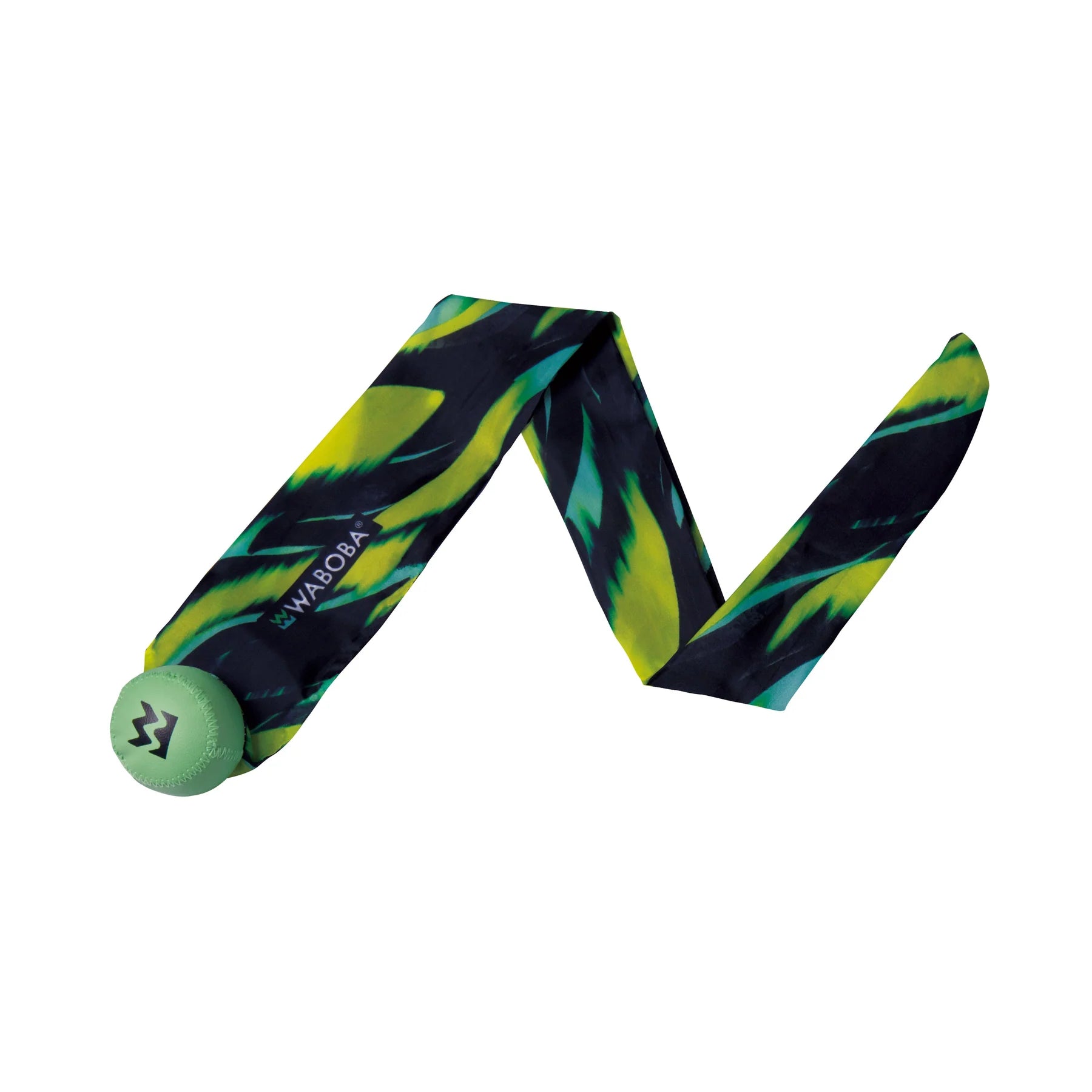 Waboba piłka z ogonem dla dzieci w kolorze zielonym z czarnym i żółtym ogonem