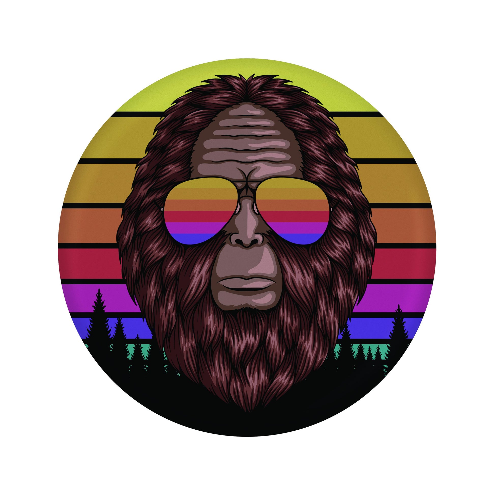 frisbee Waboba Wingman Pro z grafiką głowy potwora w okularach przeciwsłonecznych na tle zachodu słońca