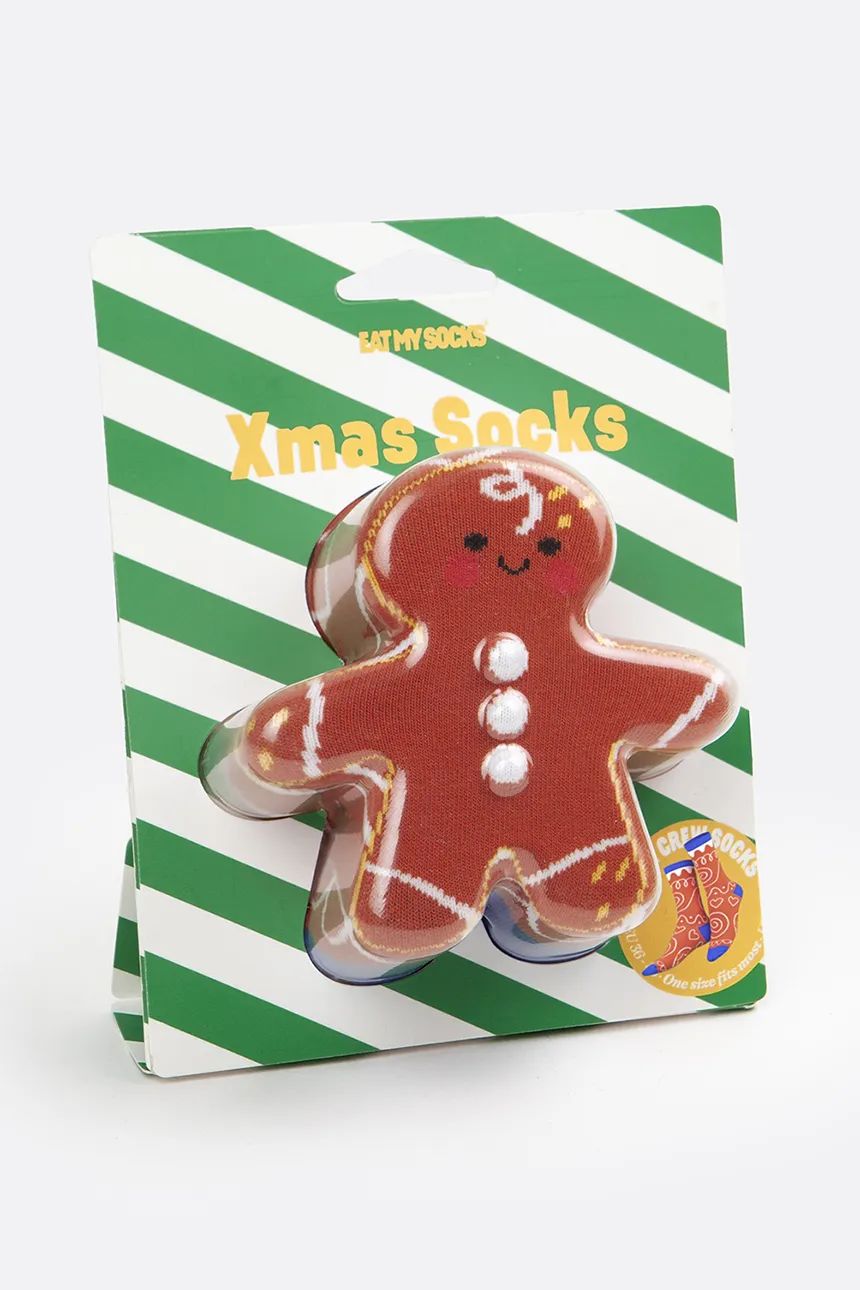 Skarpetki świąteczne ciasteczko w kształcie piernika na zielono-białym opakowaniu EMS