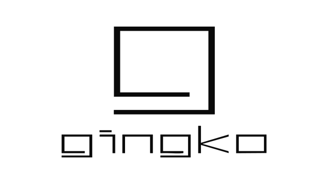 Logo Gingko Design sklep na czarnym tle z nowoczesnym, minimalistycznym wzorem geometrycznym