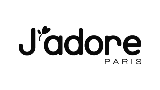 Logo kolekcji J'adore dla dzieci w eleganckim i minimalistycznym stylu na czarnym tle