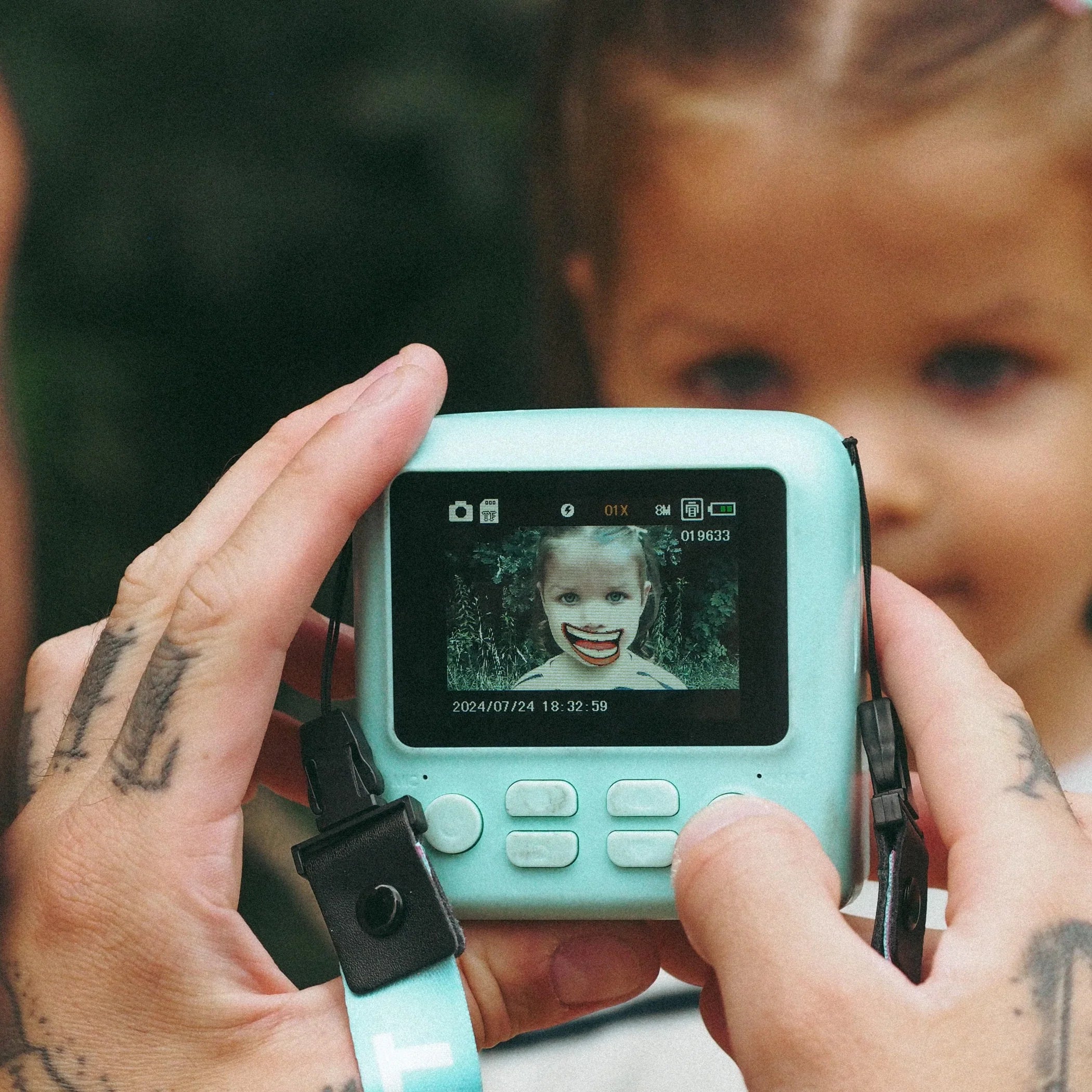 Appareil photo numérique PixiPrint MOB avec fonction d'impression – turquoise