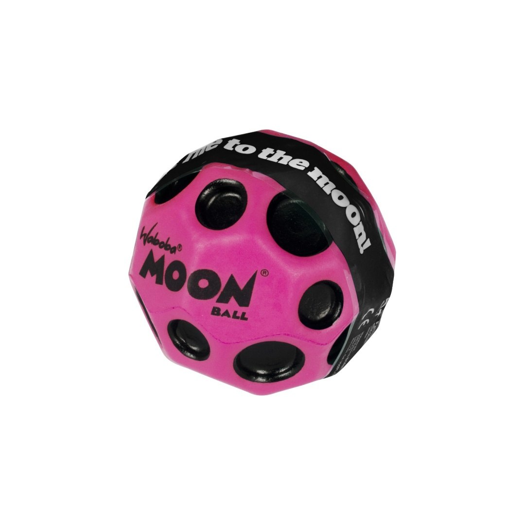 Różowa piłeczka Waboba Moon Ball z czarnymi otworami zabawka do skakania na wodzie