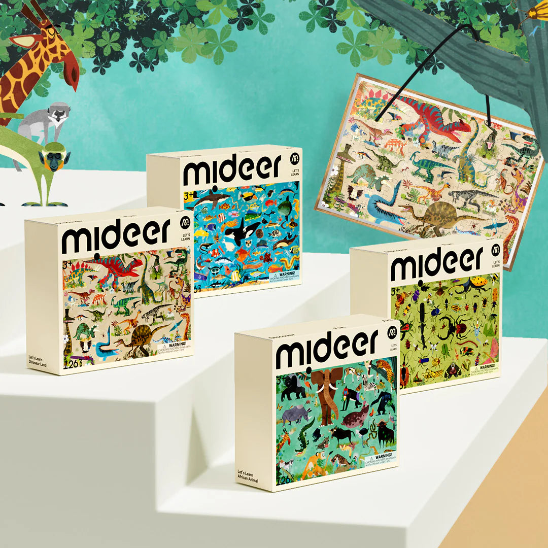 Puzzle edukacyjne owady dla dzieci marki mideer zestaw z obrazkami zwierząt i dinozaurów