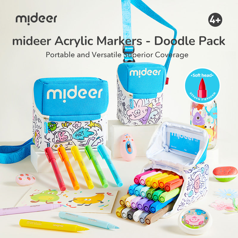 Feutres acryliques à pointe pinceau mideer dans un étui à colorier - 24 couleurs