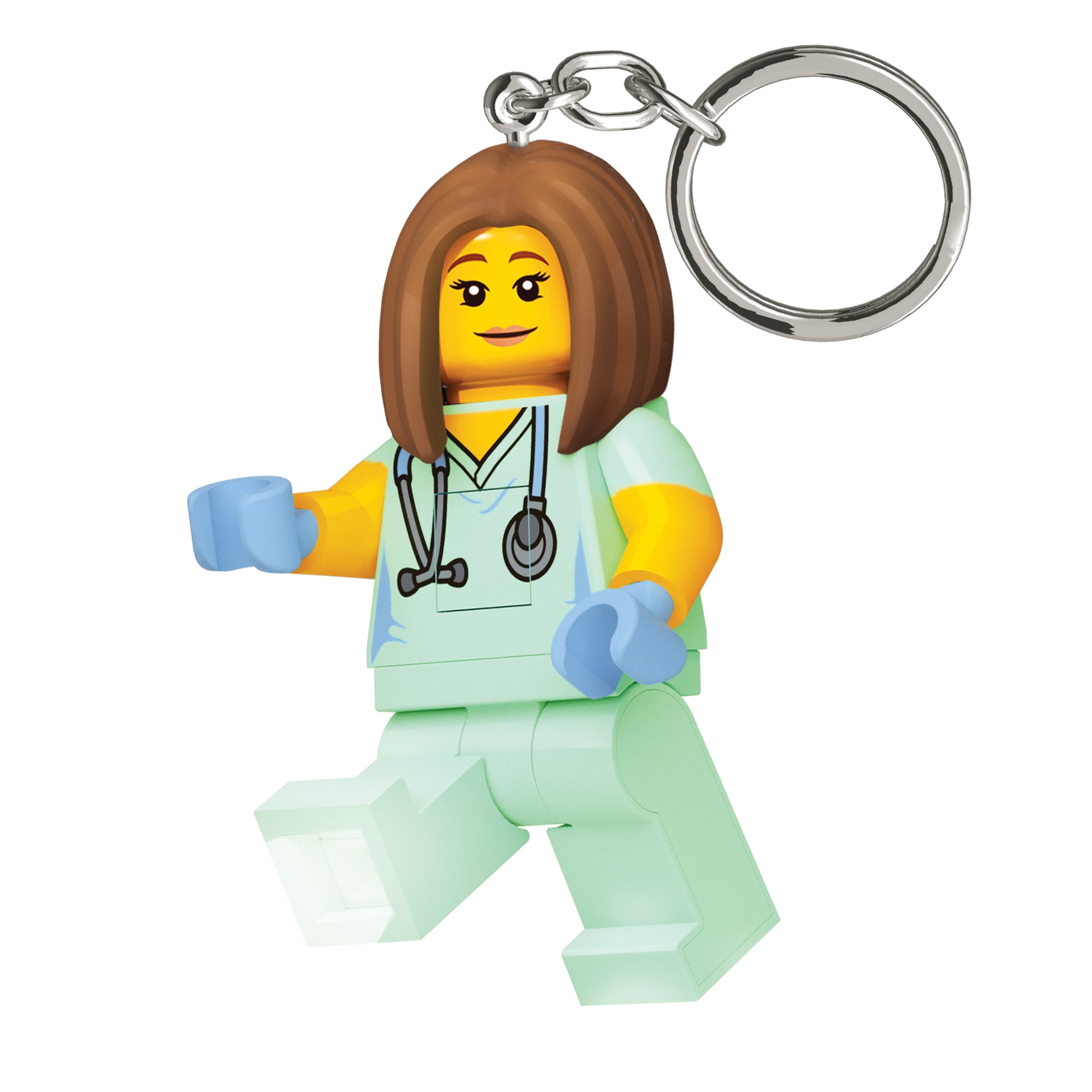 Brelok LEGO weterynarka figurka z stetoskopem w zielonym uniformie medycznym