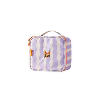 Neceser impermeable para niños MOB con diseño de gato en olas moradas y blancas y asa