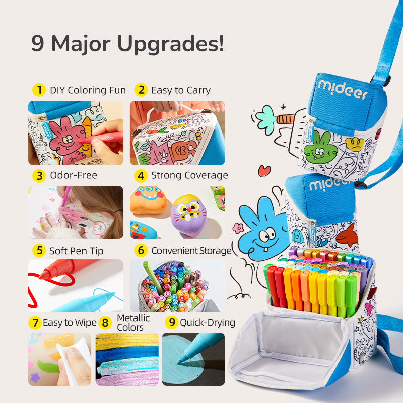 Feutres acryliques à pointe pinceau mideer dans un étui à colorier - 24 couleurs