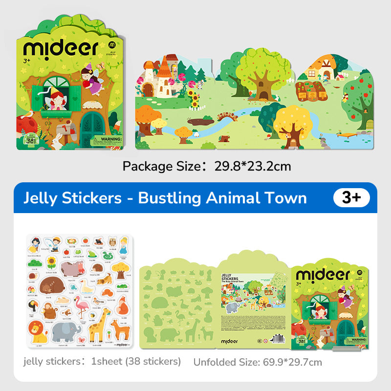 Juego de pegatinas de gel reutilizables Mideer – Animales