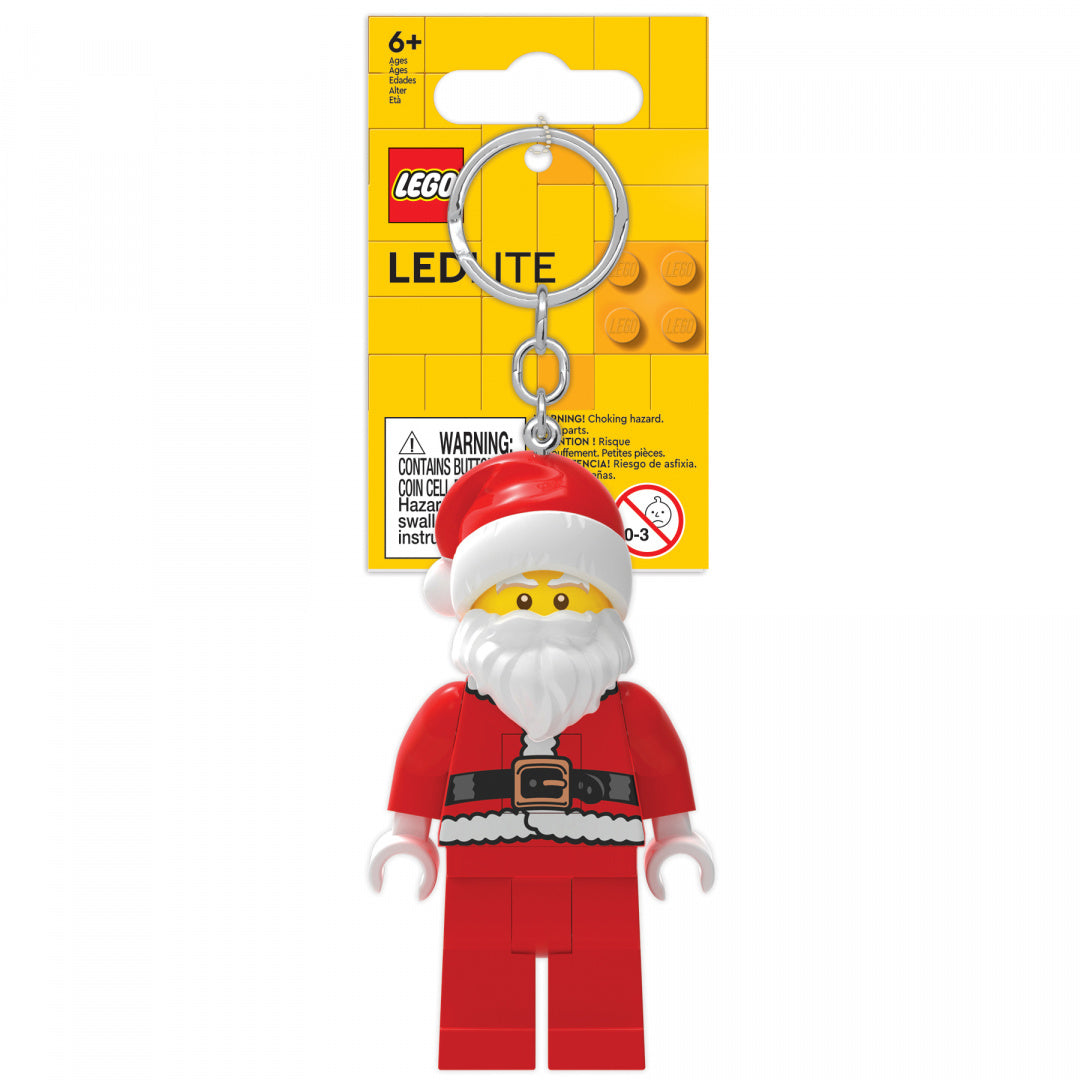 brelok z latarką LEGO Mikołaj w czerwonym stroju świętego Mikołaja z białą brodą