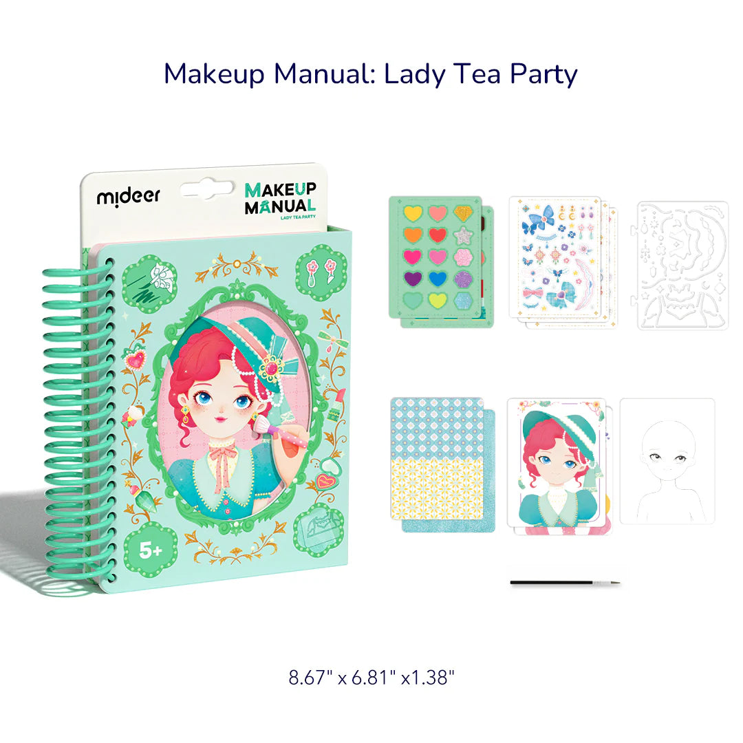 Zeszyt kreatywny dla dziewczynek Yamann z motywem Lady Tea Party i akcesoriami do makijażu