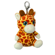 Miękki pluszowy brelok żyrafa z dużymi błyszczącymi oczami i metalowym karabińczykiem