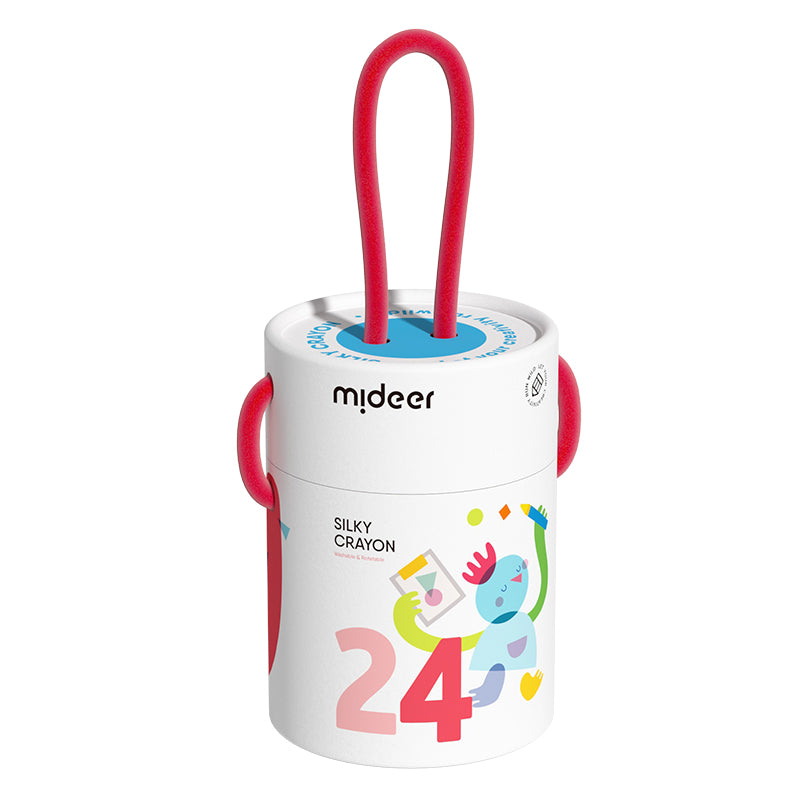 Wiaderko miękkich, zmywalnych kredek silky crayons mideer – 24 kolory