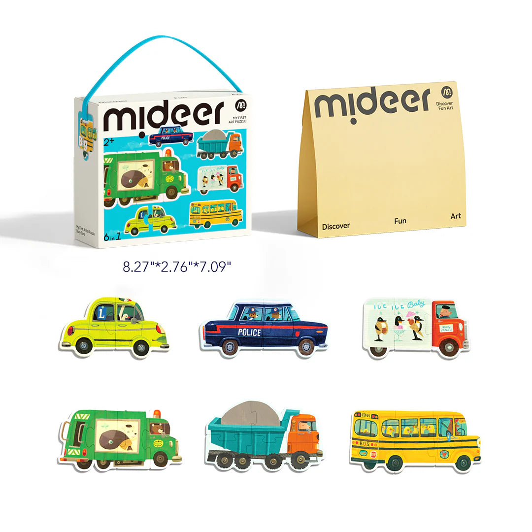Kolorowe puzzle dla dzieci transport z pojazdami jak samochód, bus i ciężarówka od EMS DOIY