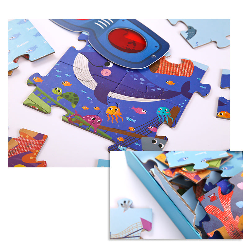 mideer puzzle 3D dla dzieci ocean z kolorowymi morskimi zwierzętami i elementami układanki