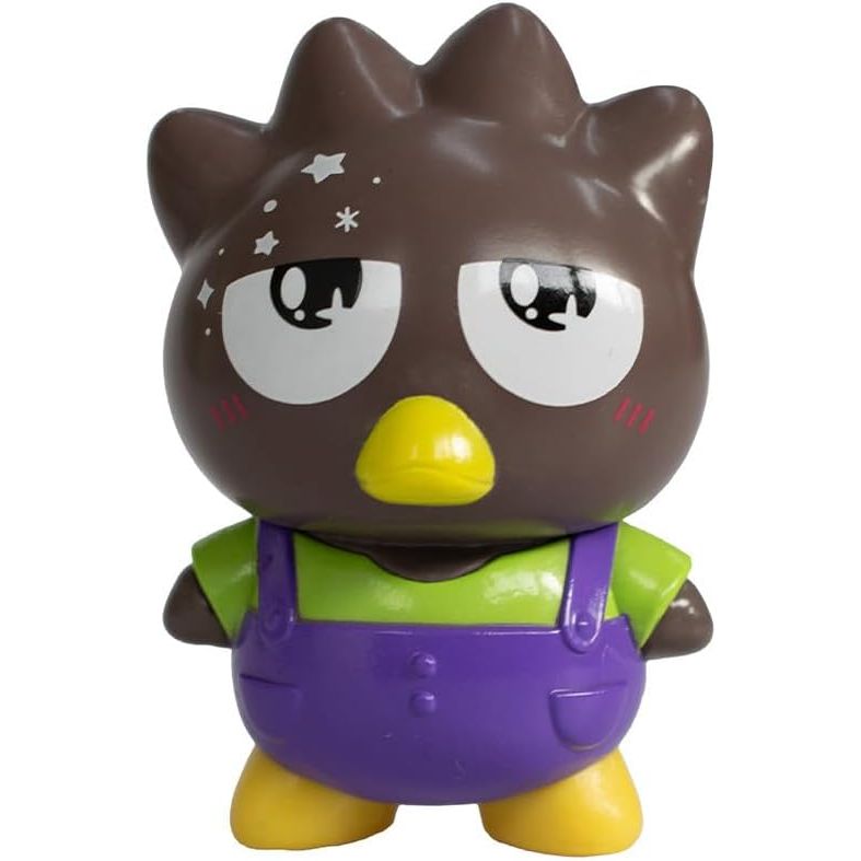 Badtz-Maru Hello Kitty figure with purple overalls and a green shirt