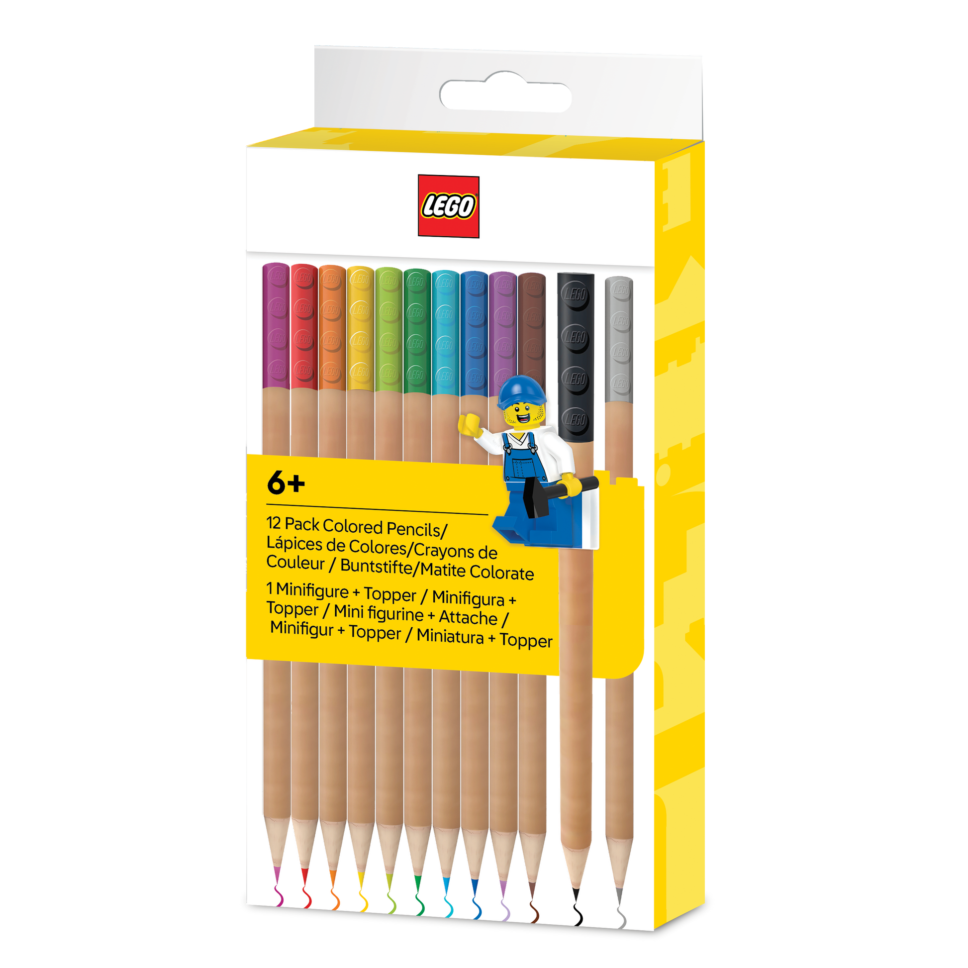 Kredki LEGO® z temperówką klockiem mocującym – 12 kolorów