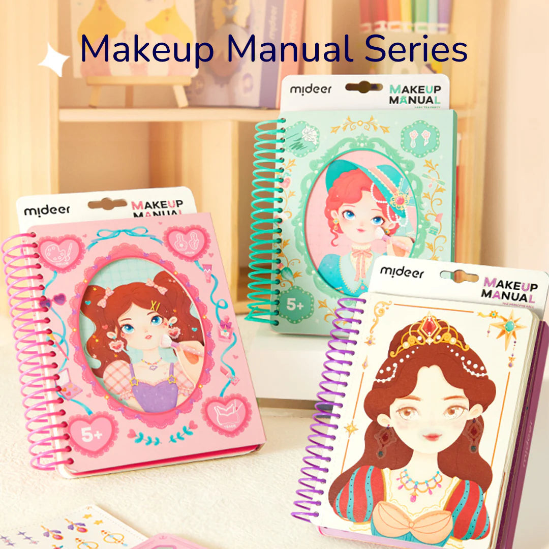 Zeszyt kreatywny dla dziewczynek Yamann z kolorową okładką i motywami postaci z serii Makeup Manual