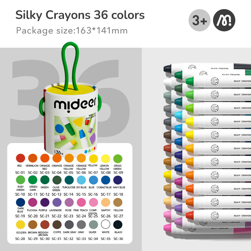 Eimer mit Silky Crayons mideer – 36 Farben