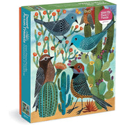 Puzzle Galison 1000 elementów z kolorowymi ptakami na tle pustyni z kaktusami