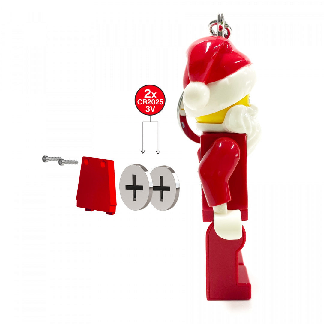 brelok z latarką LEGO Mikołaj w kształcie figurki z wymiennymi bateriami CR2025