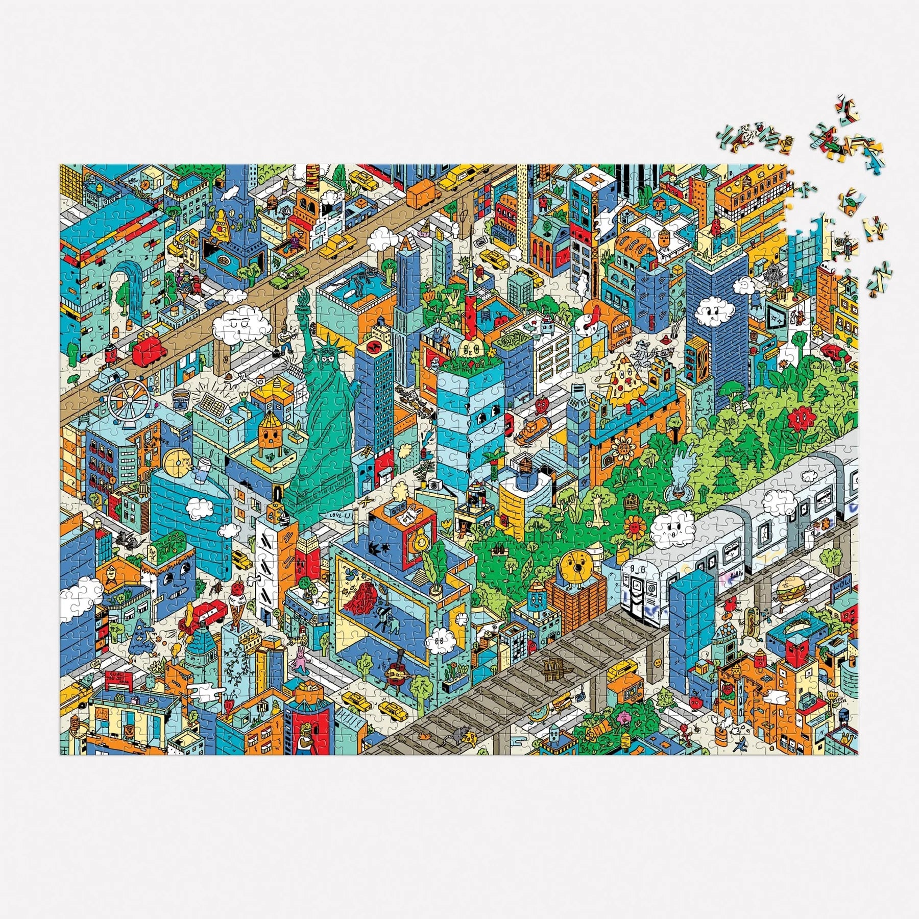 Kolorowe puzzle 1000 elementów Nowy Jork z grafiką miasta i słynnymi budynkami Galison