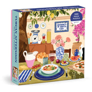 Puzzle 500 elementów Tuscan afternoon Galison z ilustracją włoskiego stołu z jedzeniem i kwiatami