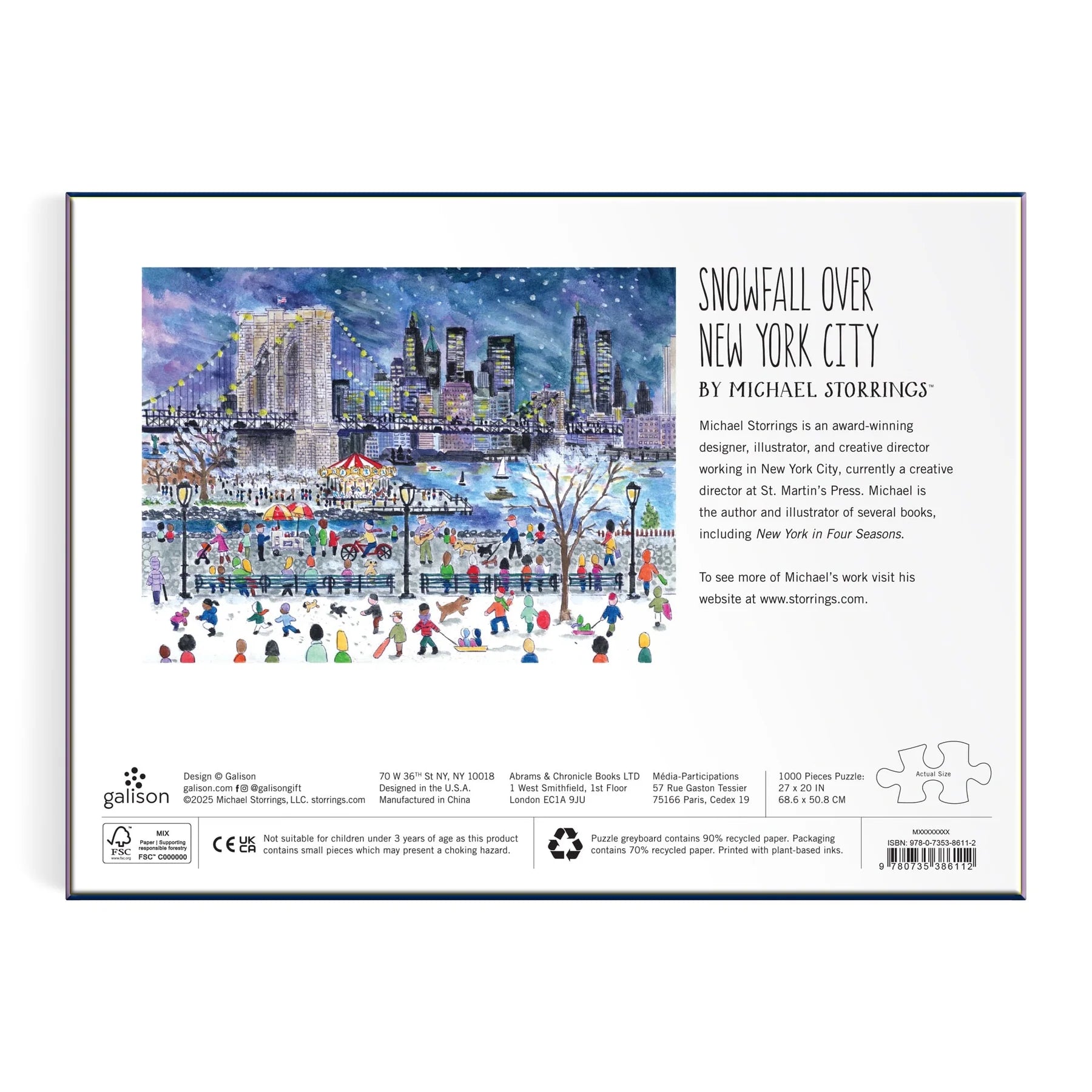 Puzzle Galison Michael Storrings – Snowfall Over New York City (1000 el.)