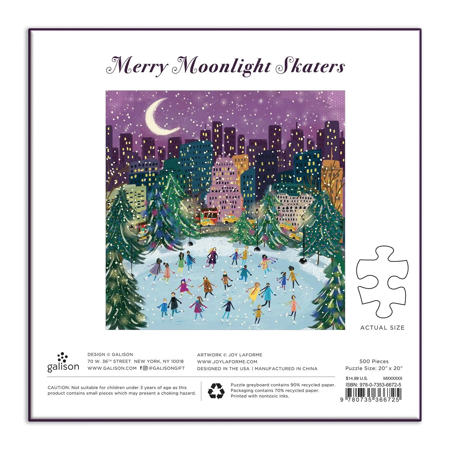 Puzzle świąteczne Galison – Merry Moonlight Skaters (500 el.)