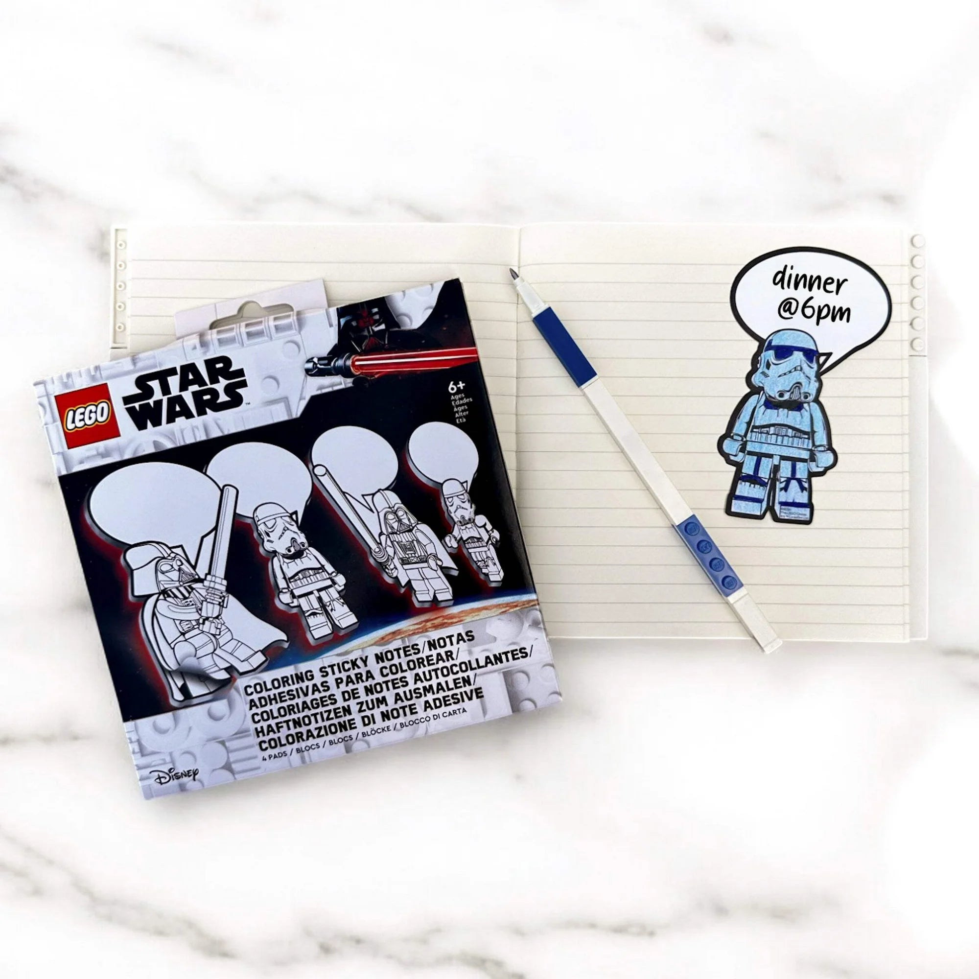 Zestaw samoprzylepnych karteczek LEGO Star Wars z motywem postaci z Gwiezdnych Wojen do notatek