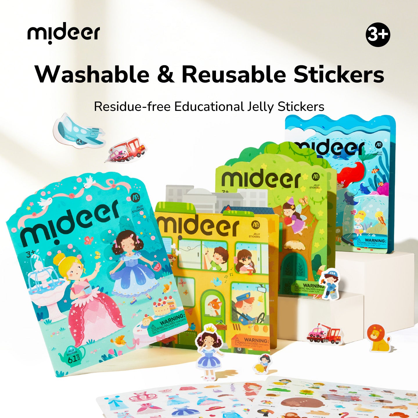 Set of reusable gel stickers mideer – Animals