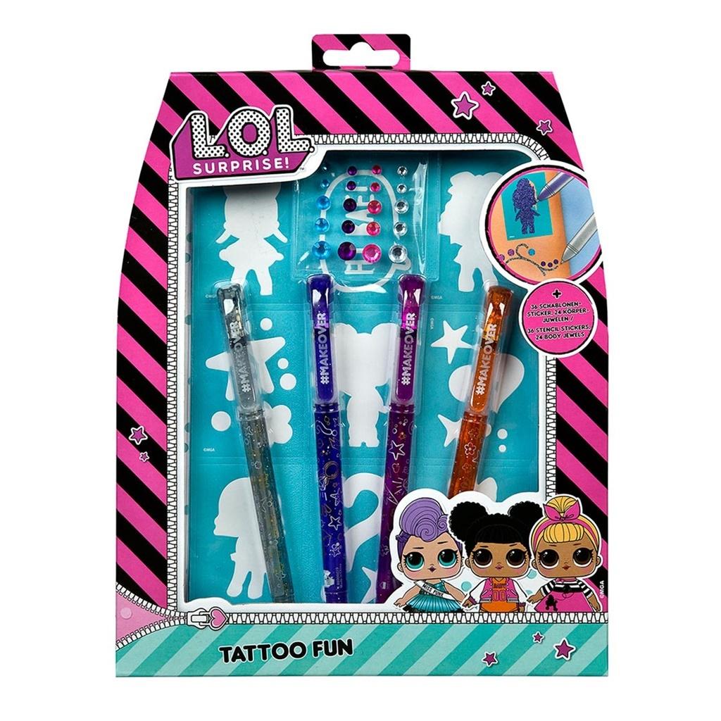 LOL Surprise Tattoo-Set mit bunten Stiften und MOB-Figuren-Schablonen