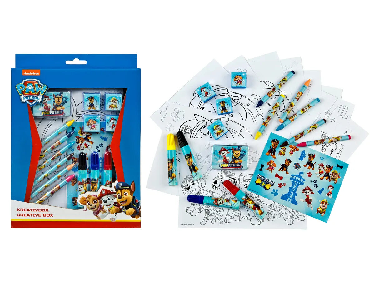 Paw Patrol creative set from Yamann with crayons, markers, stickers, and coloring books