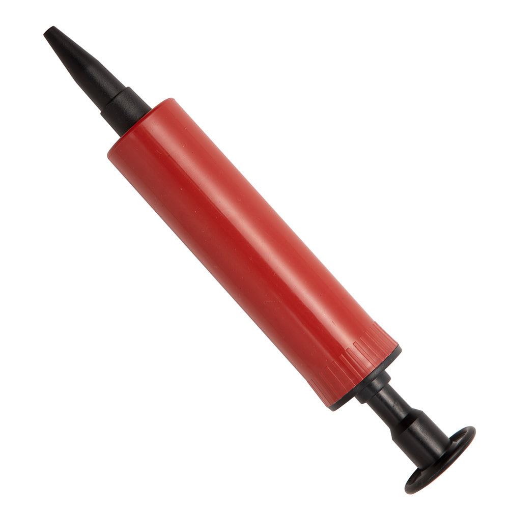 Czerwona pompka powietrza do nadmuchiwania maty do układania puzzli z czarną końcówką