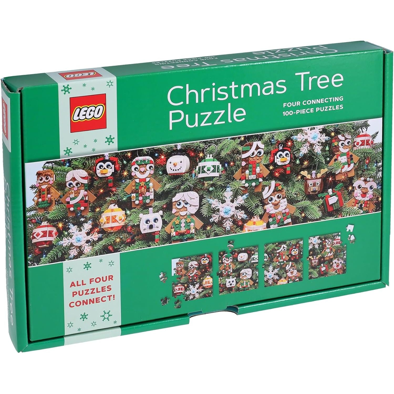 Puzzle LEGO choinka 100 elementów z motywem świątecznym i figurkami na choinkę