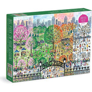 Puzzle 1000 elementów dla dorosłych Galison przedstawiające park z drzewami w czterech porach roku i miasto w tle