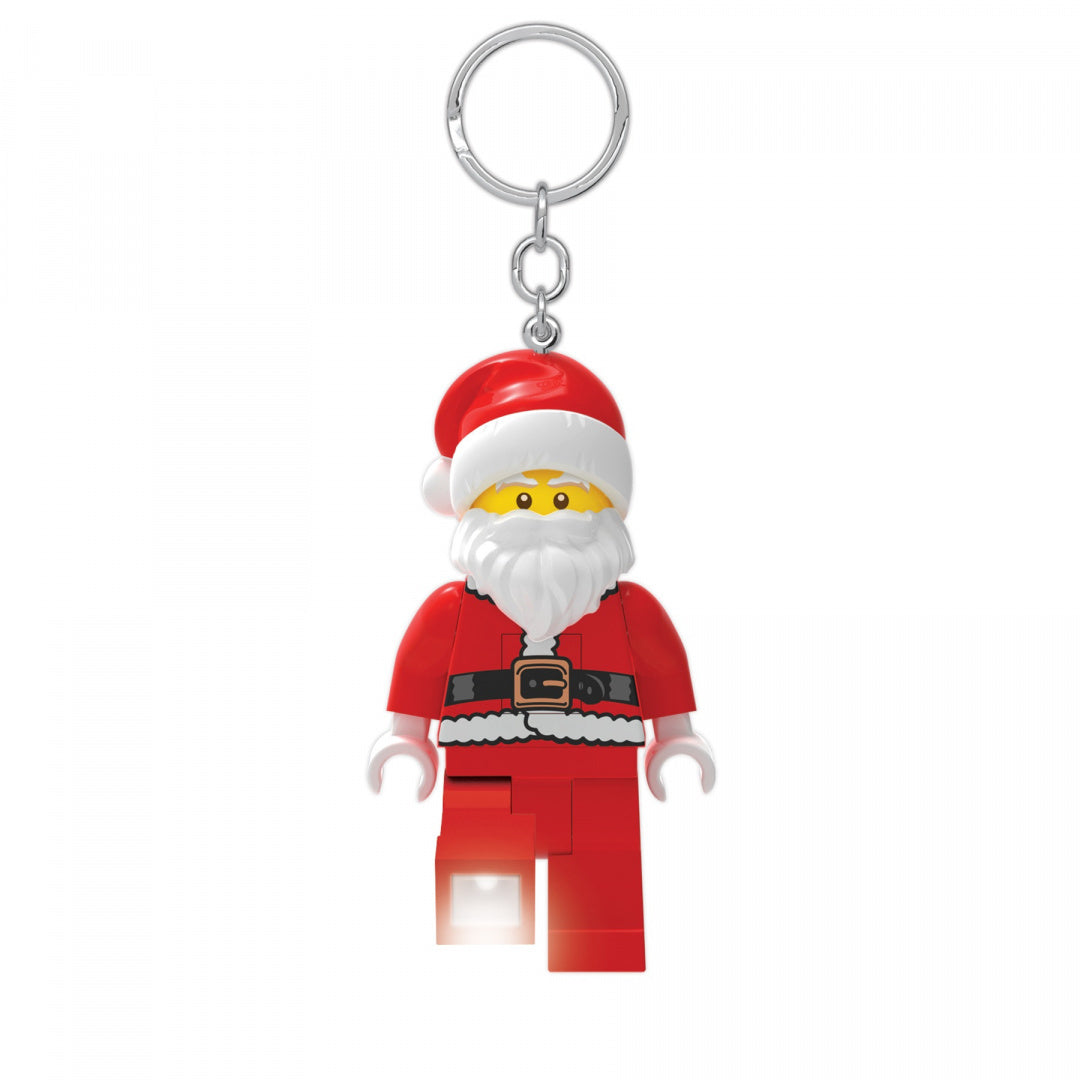 brelok z latarką LEGO Mikołaj w czerwonym stroju świętego Mikołaja z białą brodą