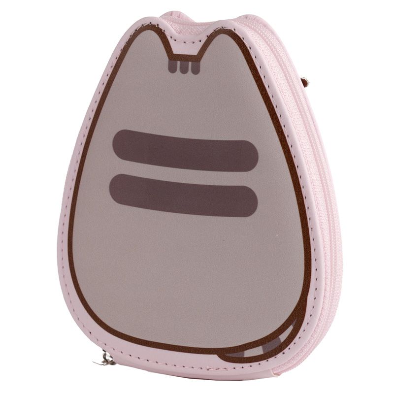 Yamann zestaw do manicure kot pusheen etui w kształcie szarego kota z różowym suwakiem